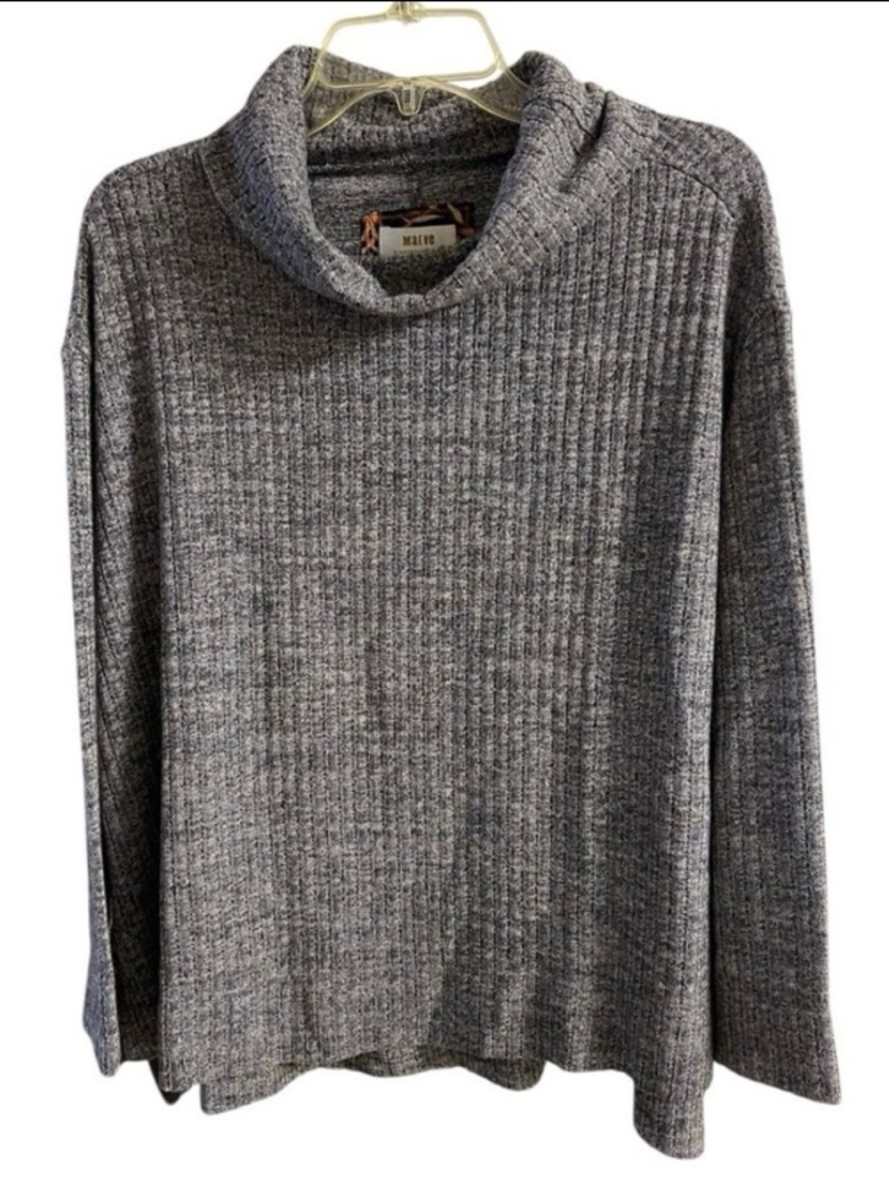 Anthropologie Maeve grey ribbed knit cowl neck top relaxed fit Small